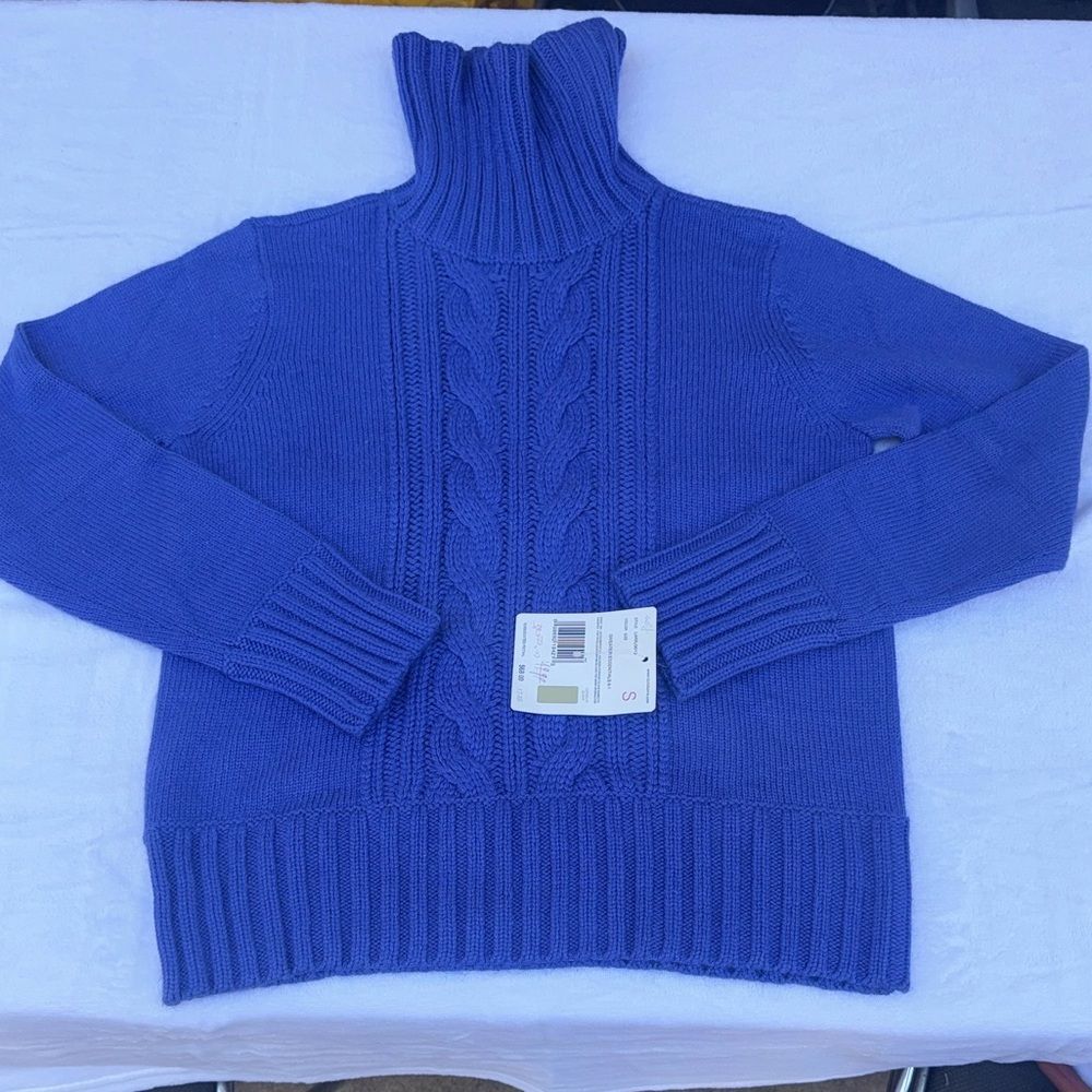 Liz Claiborne Cable Knit Silk Angora Rabbit Hair Turtleneck Sweater Size Small